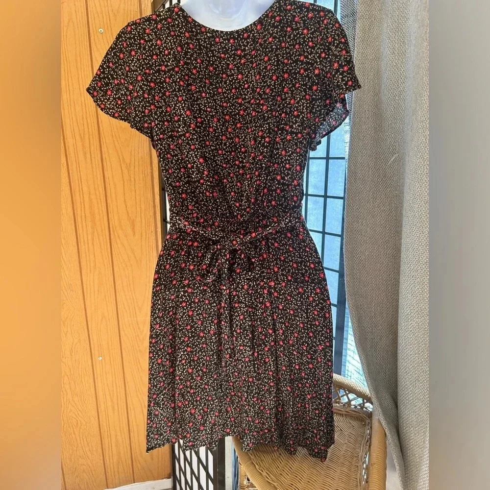 Free People Mini Dress XS Brown Floral Cowgirl Festival Flowy - Picture 5 of 9